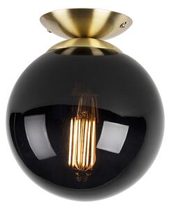 Art Deco stropní svítidlo mosaz s černým sklem - Pallon
