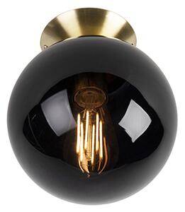 Art Deco stropní svítidlo mosaz s černým sklem - Pallon