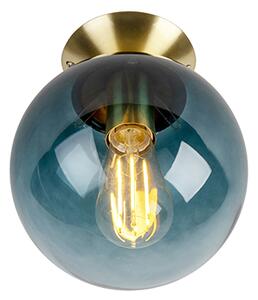 Stropní lampa ve stylu art deco mosaz s oceánem modrým sklem - Pallon