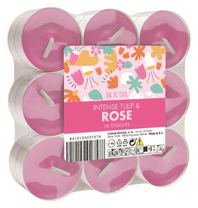 ROURA Intense Tulip & Rose Sada čajových svíček, 18 ks