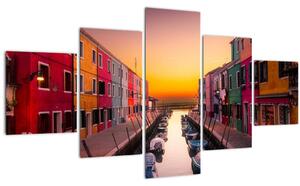 Obraz - Západ slunce, ostrov Burano, Benátky, Itálie (125x70 cm)