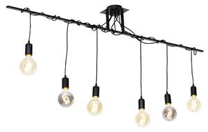 Moderní závěsná lampa černé 6žilové kroucené kabely - Facile