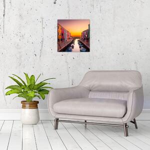 Obraz - Západ slunce, ostrov Burano, Benátky, Itálie (30x30 cm)