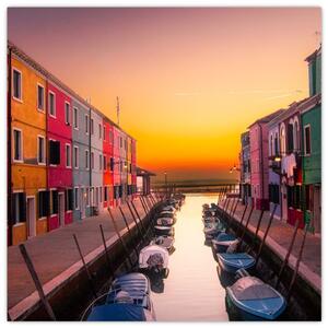 Obraz - Západ slunce, ostrov Burano, Benátky, Itálie (30x30 cm)