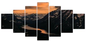 Obraz jezera mezi horami (210x100 cm)