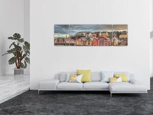 Obraz - Domy u řeky (170x50 cm)