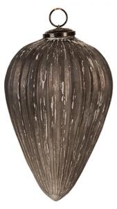 Skleněná vánoční ozdoba šedá s patinou ve tvaru šišky Louison M – 14x19 cm