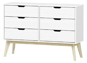 Sob nábytek - Komoda 3+3 zásuvky BONITO bílý lak - 224267B