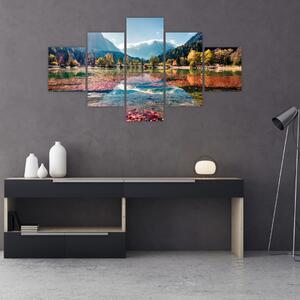 Obraz - Jezero Jasna, Gozd Martuljek, Julské Alpy, Slovinsko (125x70 cm)