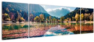 Obraz - Jezero Jasna, Gozd Martuljek, Julské Alpy, Slovinsko (170x50 cm)