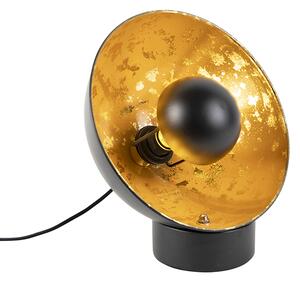 Industriální stolní lampa černá se zlatým vnitřkem - Magna Eglip
