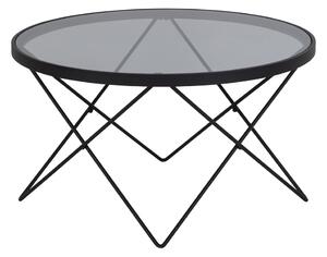 Černý konferenční stolek se skleněnou deskou ø 80 cm Cuxton – Actona
