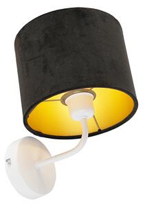 Vintage nástěnná lampa bílá s černým velurovým odstínem - Matt