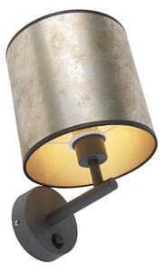 Vintage nástěnná lampa tmavě šedá se zinkovým odstínem - mat