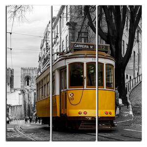 Obraz na plátně - Historická tramvaj v centru Lisabonu - čtverec 3116B (75x75 cm)