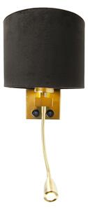 Moderní nástěnná lampa zlatá / mosazná s černým sametovým odstínem - Brescia