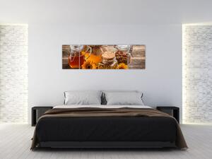 Obraz - Zátiší s medovými sklenicemi (170x50 cm)