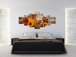 Obraz - Zátiší s medovými sklenicemi (210x100 cm)