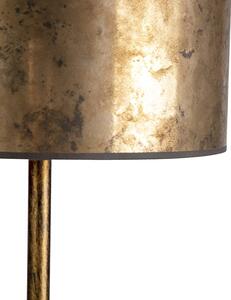 Vintage stojací lampa zlatá s odstínem starého bronzu 40 cm - Simplo