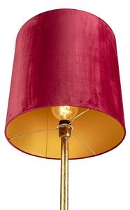 Vintage stojací lampa zlatá s červeným odstínem 40 cm - Simplo