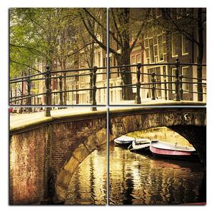 Obraz na plátně - Romantický most přes kanál - čtverec 3137E (60x60 cm)