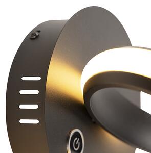Designové nástěnné svítidlo černé 3-stupňový dotykový stmívač vč. LED - Twisted