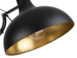 Průmyslová stojací lampa černá se zlatem nastavitelná - Hobby