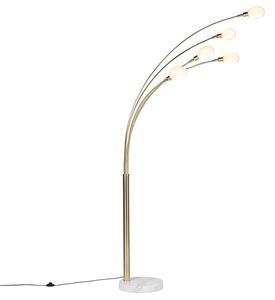 Stojací lampa ve stylu art deco zlatá, 5 světel - šedesátá léta