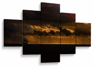 Obraz plachetnice v západu slunce (125x70 cm)