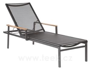 Barlow Tyrie Hliníkové stohovatelné lehátko s područkami Aura, Barlow Tyrie, 200x72x104 cm, rám hliník barva graphite, výplet textilen barva charcoal