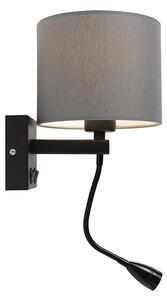 Moderní nástěnná lampa černá se šedým odstínem - Brescia