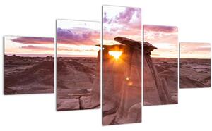 Obraz - západ slunce na poušti (125x70 cm)
