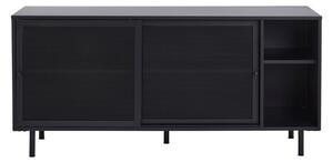 Černá kovová komoda s posuvnými dveřmi 160x75x46 cm Veep – Unique Furniture