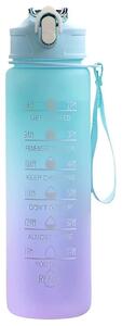 Láhev na vodu s denním pitným režimem 1000 ml modrofialová