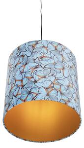 Závěsná lampa s velurovým odstínem motýly se zlatem 40 cm - Combi
