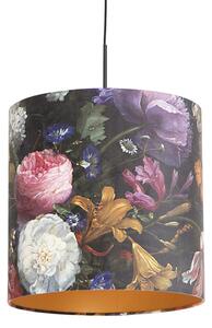 Závěsná lampa s velurovými odstíny květin se zlatem 40 cm - Combi