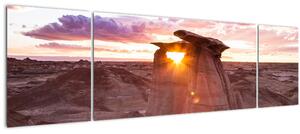 Obraz - západ slunce na poušti (170x50 cm)