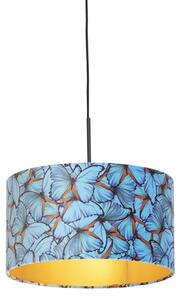 Závěsná lampa s velurovým odstínem motýly se zlatem 35 cm - Combi
