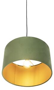 Závěsná lampa s velurovým odstínem zelená se zlatem 35 cm - Combi