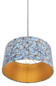 Závěsná lampa s velurovým odstínem motýly se zlatem 50 cm - Combi