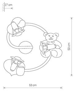 Nowodvorski 3660 Honey - Dětské stropní svítidlo Ø 53cm (Růžové dětské bodové svítidlo s medvídkem)
