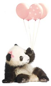 Dekornik Samolepka na zeď Panda s balonky růžová Samolepka na zeď Panda s balonky: 55 x 92 cm