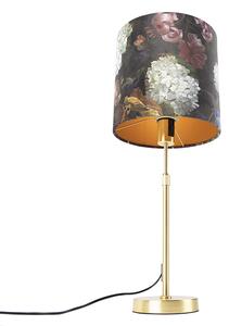 Stolní lampa zlatá / mosaz se sametovým odstínem květiny 25 cm - Parte