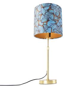 Stolní lampa zlatá / mosazná se sametovými odstíny motýlů 25 cm - Parte
