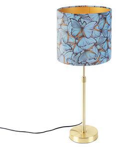 Stolní lampa zlatá / mosazná se sametovými odstíny motýlů 25 cm - Parte