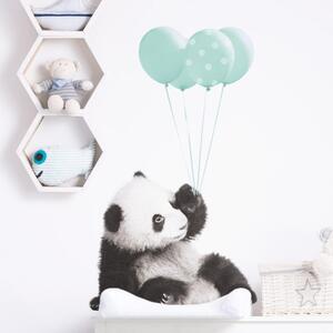 Dekornik Samolepka na zeď Panda s balonky mintová Samolepka na zeď Panda s balonky: 55 x 92 cm
