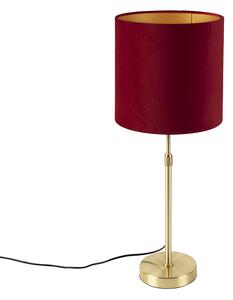 Stolní lampa zlatá / mosaz s odstínem červeného sametu 25 cm - Parte