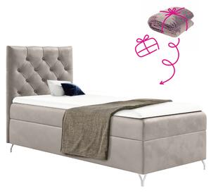 KONDELA Boxspringová postel, 90x200, šedobéžová Taupe látka Velvet, levá, GULIETTE + dárek