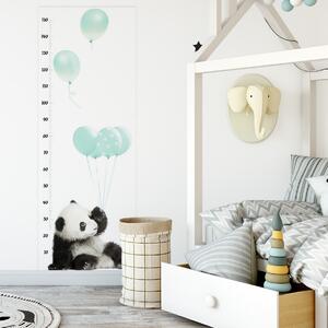 Dekornik Samolepka na zeď Rostoucí metr Panda s balonky mintová