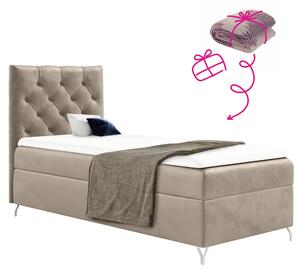 KONDELA Boxspringová postel, 90x200, béžová látka Velvet, levá, GULIETTE + dárek